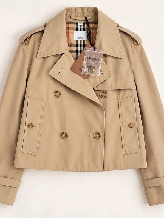 Burberry Jackets & Blazers - Burberry Cropped Gabardine Mayfair Trench Jacket Honey Beige NWT $2050